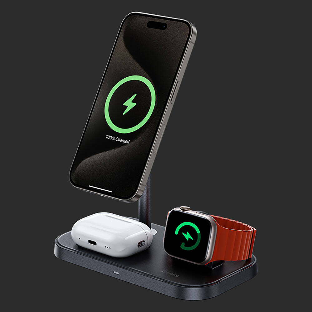 Benks W16 3in1 Telefon&Akıllı Saat&Kulaklık Kablosuz Şarj Standı - 6 Benks W16 3in1 Telefon&Akıllı Saat&Kulaklık Kablosuz Şarj Standı - 6